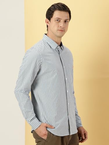 Thomas Scott Checkered Slim Fit Spread Collar Long Sleeve Casual Shirt for Mens