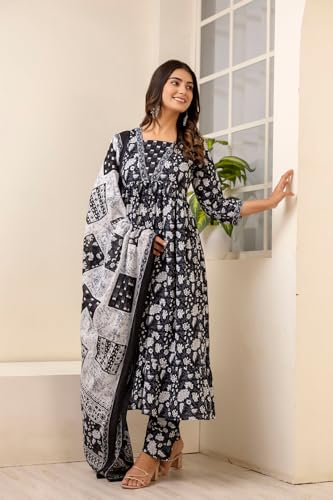Shienzy Cotton Blend Square Neck Kurta Set With Dupatta For Women | Women Kurta Sets With Dupatta (1609-1610) (In, Alpha, M, Reg