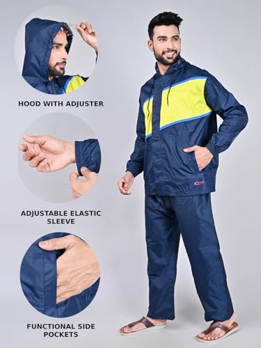 Rupa Rainwear For Men, Rider Collection, Waterproof Pvc Rain Jacket With Pants And Carry Bag, Pack Of 1
