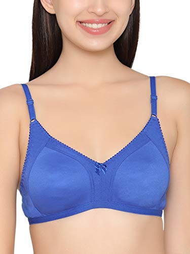 Clovia Cotton Rich Non-Wired Spacer Cup T-Shirt Bra (BR1448P08_Blue_32C)