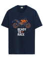 ADRO Men's Biker Design Printed 100% Cotton T-Shirt - Regular Fit, Printed T-Shirts for Men (RN24-KTM-NB_Navy_XL)