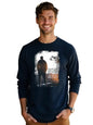 Bewakoof MenS Make Tracks Graphic Print Blue Round Neck Long Sleeve T-Shirt