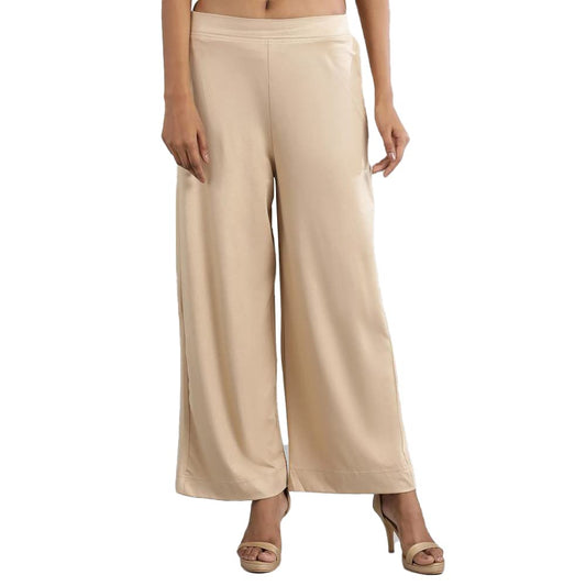 Aurelia WomenS Gold Poly-Blend Solid Palazzo Ethnic Bottomwear