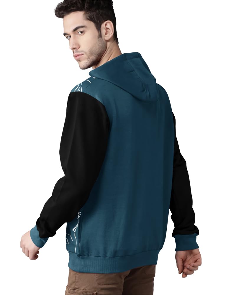 Eyebogler MenS Printed Cotton Blend Hooded Neck Full Sleeves Sweatshirt