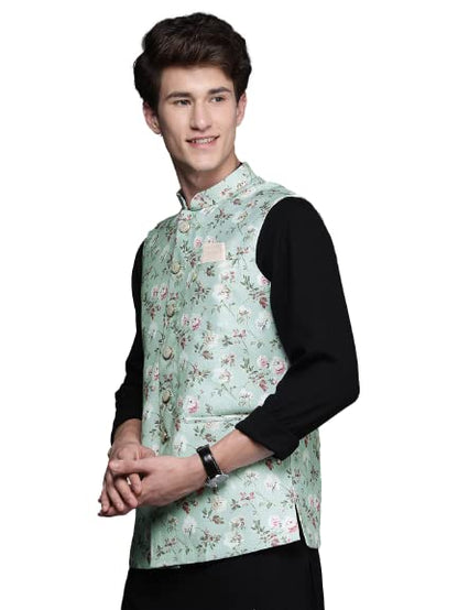 Manyavar MenS Nehru Jacket (Jcba070-317_Green