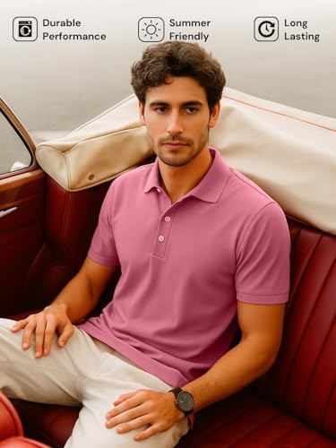 Nobero MenS Solid Regular Fit Polo Shirt (1M-Twpo-R0002-Bl_Coral