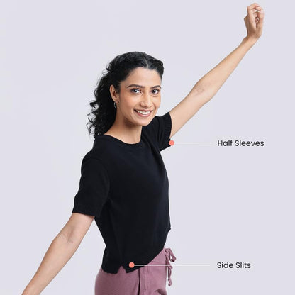 BlissClub Womens Move All Day CottonKnit Crop Top