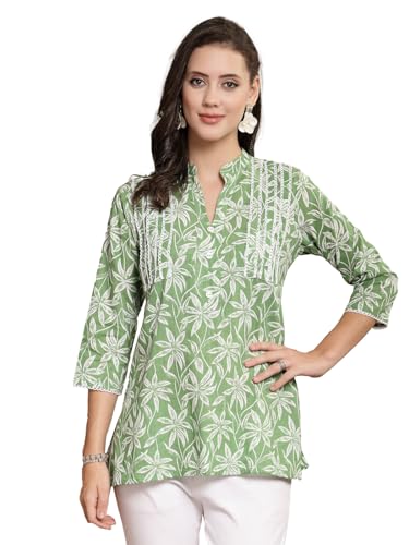 Stylum Womens Tropical Printed Cotton Empire Top