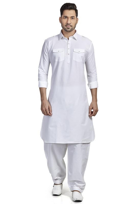 Be Active MenS Solid Pathani White Kurta Set || Men Kurta Pajama || Men Kurta Pajama Set || Kurta Pajama For Men (Rfsp0002 5 (W