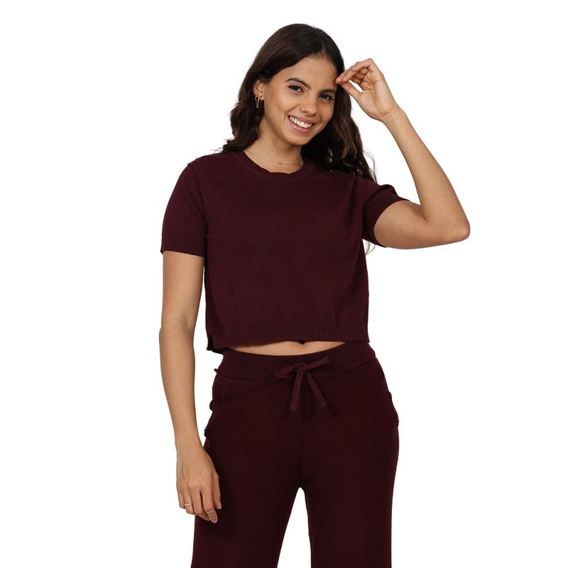 BlissClub Womens Move All Day CottonKnit Crop Top