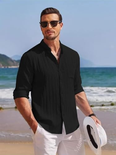 Leriya Fashion Casual Textured Button Down Regular Fit Shirts Long Sleeve Shirt For Men (Available In Plus Size And Combo Pack O