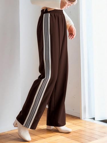 Greciilooks WomenS Relaxed Fit High Rise High-Waist Korean Style Trousers | Elegant Pants | Stylish Formal & Casual Wear Brown