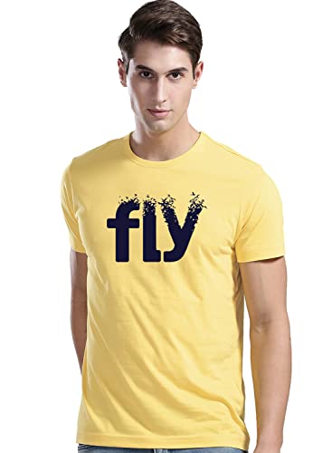 ADRO Men's Printed Cotton T-Shirt | Regular Fit | Round Neck | RNR-M-FLY-LY