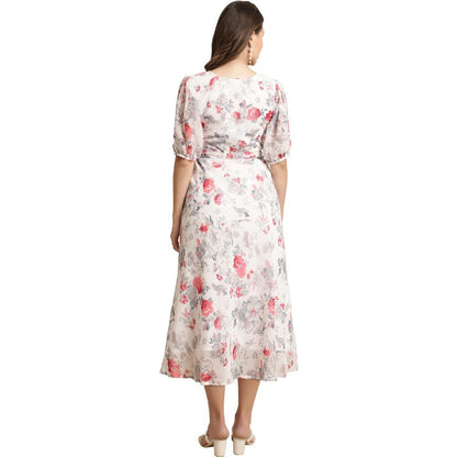Preneum WomenS Maxi Fit & Flare Print Georgette Regular Sleeves Casual |Summer |Latest Style |Festival & Occasion Maxi Gown(Max