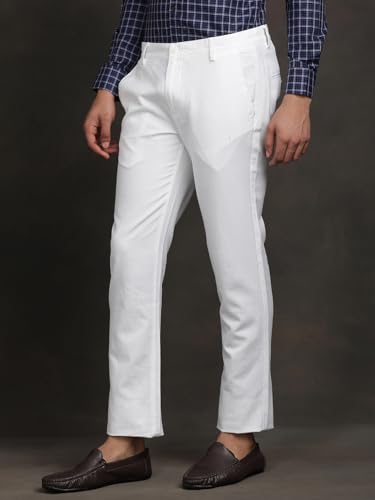 Turtle Men Cotton Linen Ultra Slim Fit Solid White Flat Front Casual Trouser || Pant || Mens Trouser