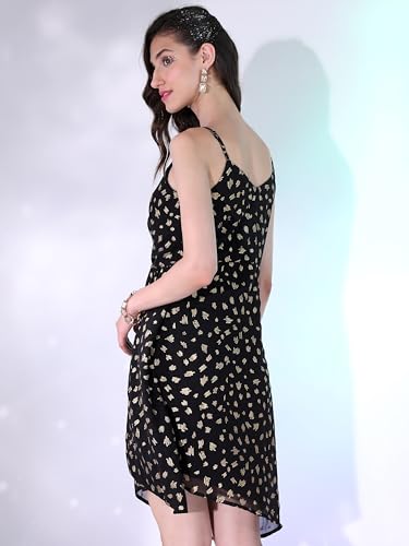 Ketch WomenS Polyester A-Line Mini Dress (Khj6000293_Black
