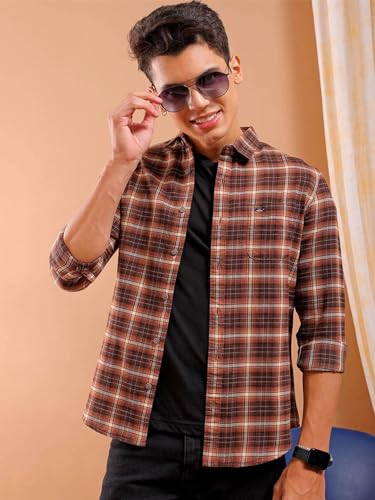 The Indian Garage Co Mens Slim Fit Shirt (1223-SHBCYD-04-01_Brown