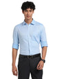 Turtle Men Giza Cotton Sky Blue Self Design Slim Fit Formal Shirts