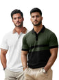 Veirdo Mens Pack of 2 100% Cotton Regular Fit Solid Plain Classic Polo Collar T-Shirt Short Sleeve Oli