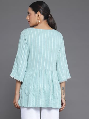 Libas WomenS Cotton Blend Regular Kurti (26906_Blue