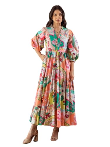 GRECIILOOKS Rayon Below The Knee One Piece Maxi Bodycon Dresses Midi Dress for Women (GL-WD1232_Multicolor