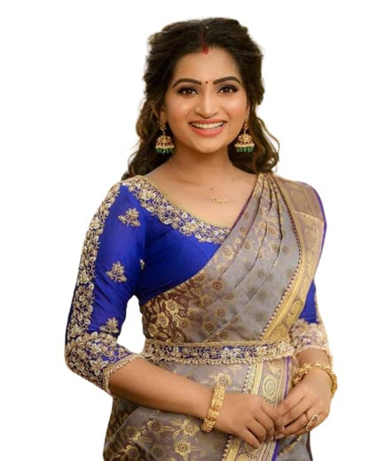 Flosive WomenS Present Banarasi Soft Lichi Silk Saree Beautiful Jacquard Rich Pallu Design Work Zari Woven Ayn Kanjivaram Silk