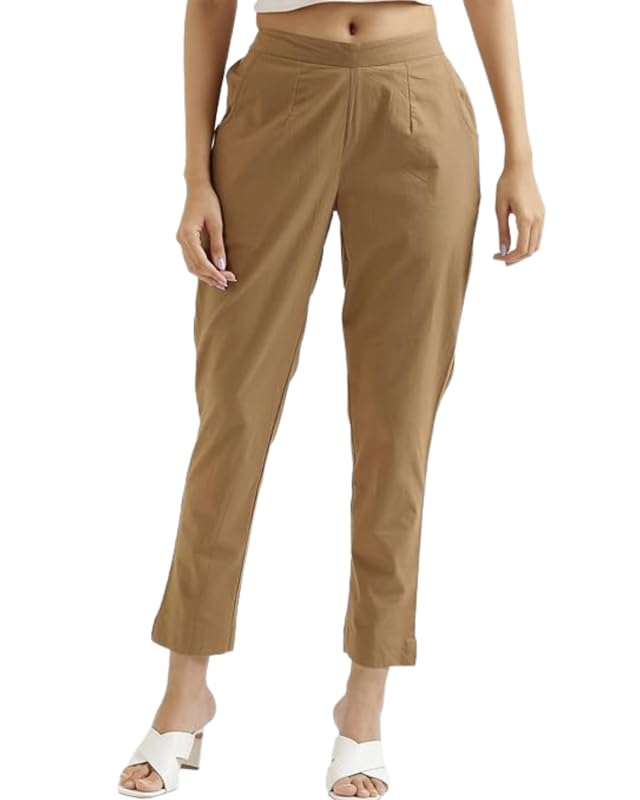 Digital Shopee Women Cotton Pant Stretchable Regular Slim Fit Trouser | Pocket Pants For Office | Cotton Casual Pant For WomenS