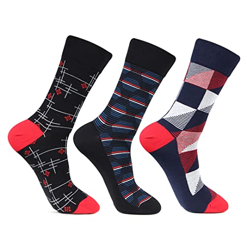 Bonjour Designer Office/Business/Formal Crew Socks For Men - Pack Of 3