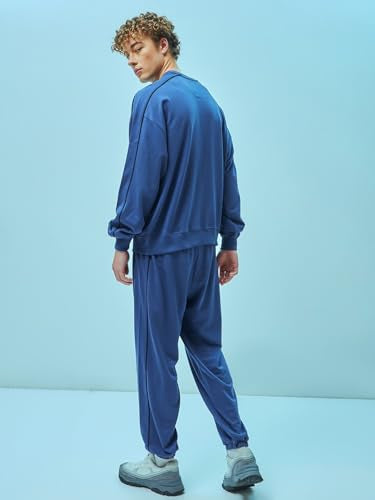 Bewakoof Official Marvel Merchandise Mens Graphic Printed Oversized Fit Full Sleeve Round Neck Terry Co-ordinates_ 620002 Blue