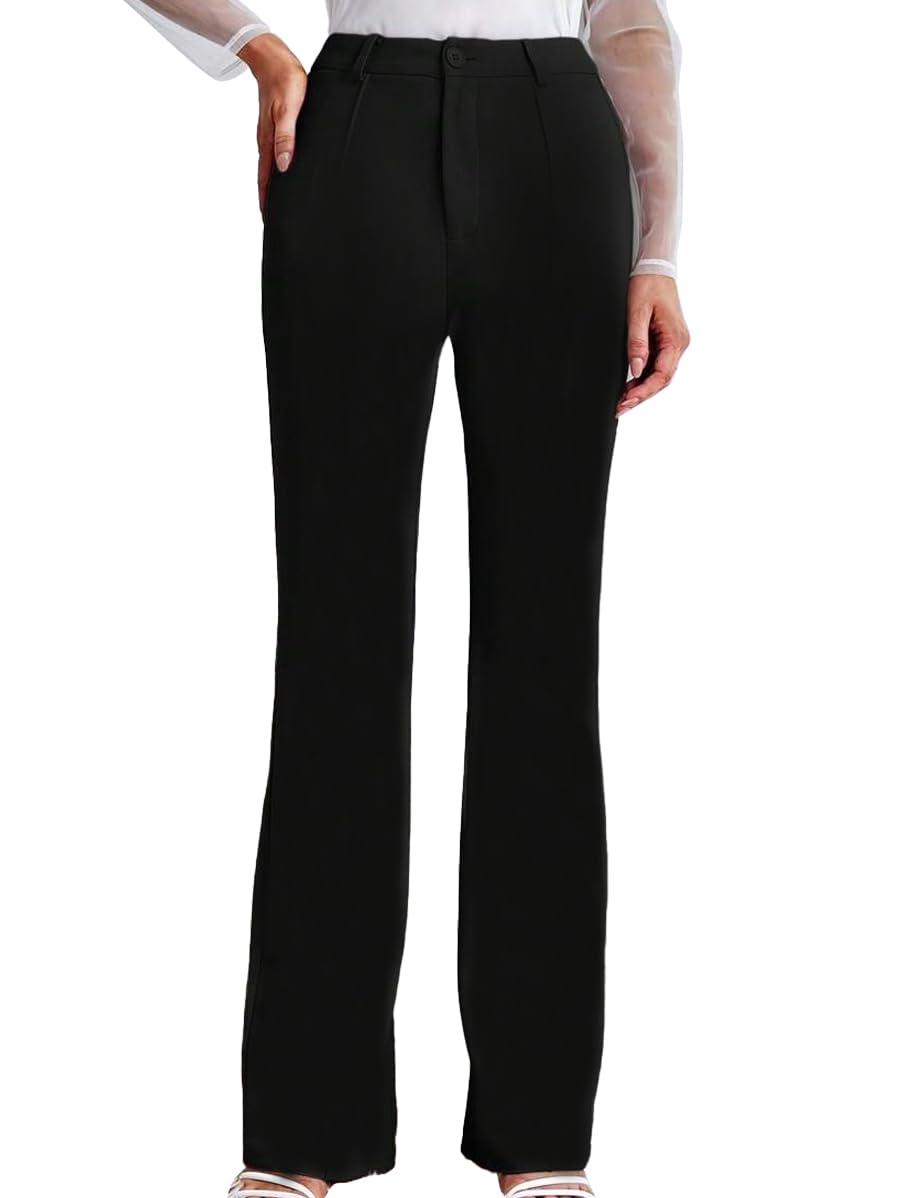 Toochki Tailored Trousers for Women | Womens High-Waisted Pant | Korean Bottom Wear Black