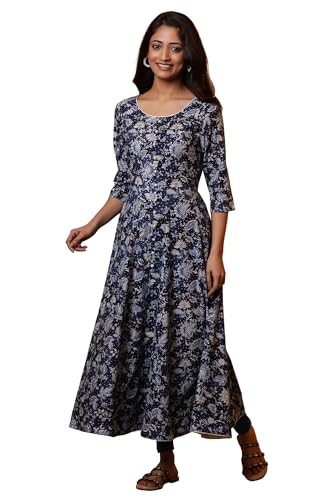 Aurelia Women's Floral Print Rayon Anarkali Kurta