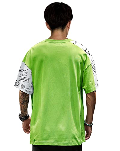 EYEBOGLER Mens Trendy Round Neck Half Sleeves Loose Fit Typography Printed T-Shirt