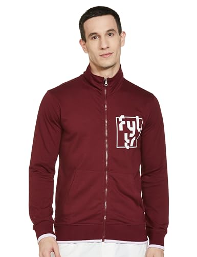 FYLTR Mens Casual Stand Collar Jacket With Rib Details - Full Zipper | Full Sleeve Branding | Casual Winterwear For Men