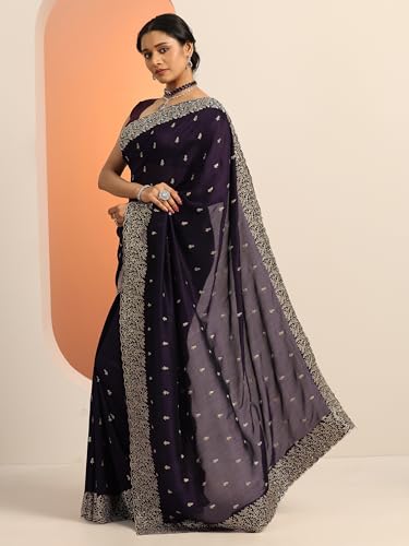Libas Womens Embroidered Silk Blend Saree With Blouse Piece
