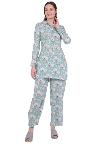 Aurelia Women's Grey Printed Pure Cotton Straight Kurta with Palazzo & Dupatta Set