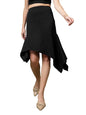 OOMPH! A-Line Handkerchief Hem Lycra Skirt for Women Black - msk107