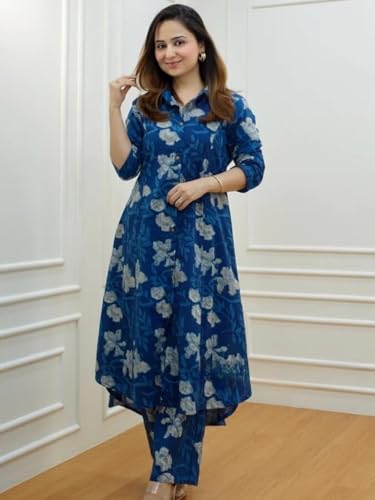 Greciilooks Rayon Below The Knee Formal Travel Floral Printed Ethnic Co-Ord Kurta Set For Women (Available In 2Xl And 3Xl) (Gl-W