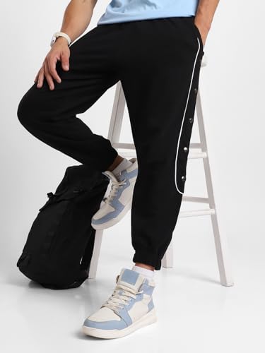 Nobero Malone Joggers MenS Solid Black Color Slim Fit Night Sleep Lounge Running Joggers Lower Wear Sweat Bottoms Track Pants O