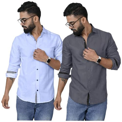 Pinkmint Combo Cotton Shirt for Men Button Down Spread Collar Shirt
