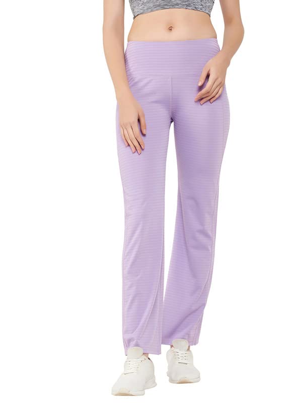Clovia Womens Comfort-Fit High Waist Flared Yoga Pants (AB0090A12_Purple_M)