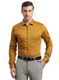 Turtle Men 100% Cotton Slim Fit Mustard Self Design Formal Shirt
