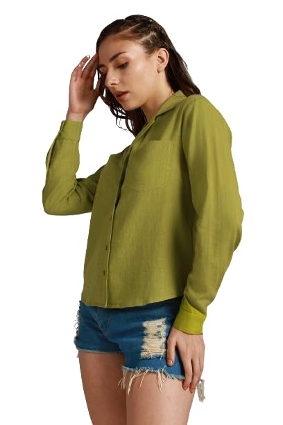 High Star WomenS Regular Fit Shirt (Hswshw23001Fk_Gn_Green