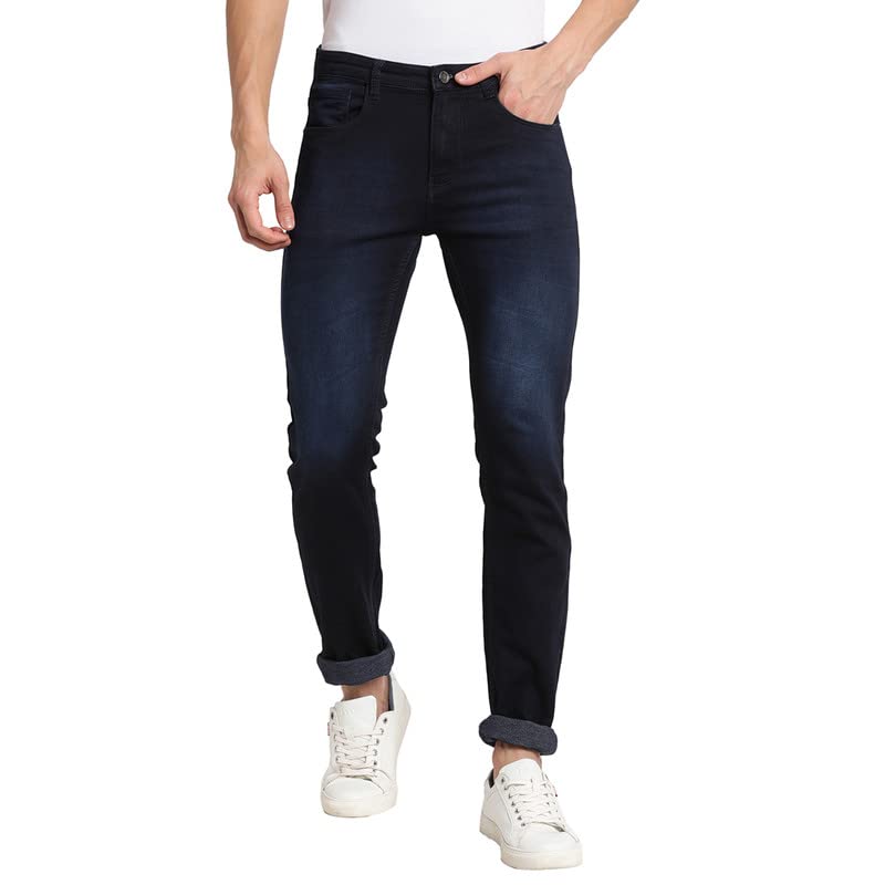 Turtle Men Navy Blue Narrow Fit Solid Jeans