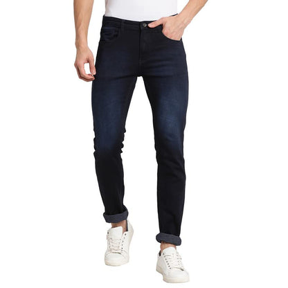 Turtle Men Navy Blue Narrow Fit Solid Jeans