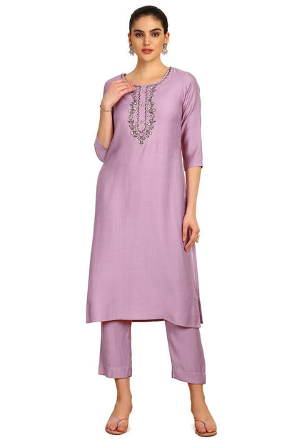 Soch Womens Onion Pink Viscose Blend Kurta Set With Cutdana