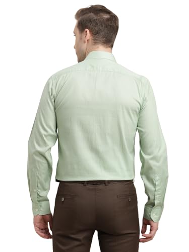 Turtle Men 100% Cotton Regular Fit Light Green Printed Full Sleeve Formal Shirt