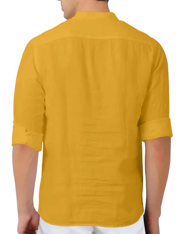 Finivo Fashion MenS Full Sleeve Short Kurta Shirt With A Trendy Mandarin Collar Crafted From A Premium Cotton Polyester Blend G