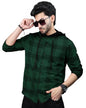 EyeBolger Mens Checkered Hooded Neck Full Sleeve T-Shirt