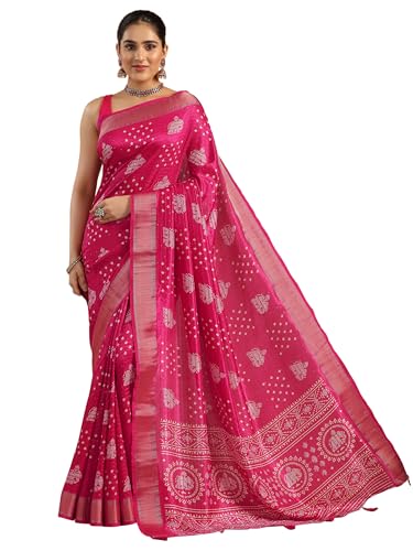 Libas Womens Woven Design Silk Blend Saree With Blouse Piece