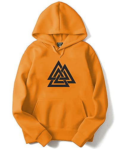 ADRO Men's Cotton Neck Hooded Sweatshirt (H21-M-TKT-MU_Mustard_XL)